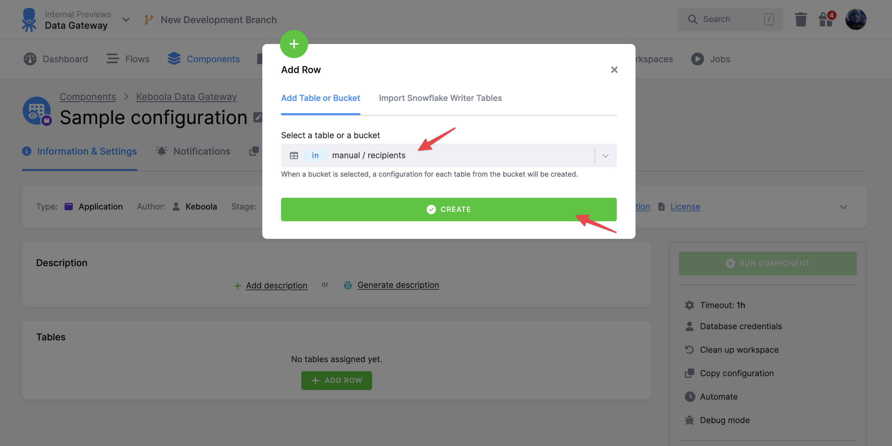 Screenshot - Add Table