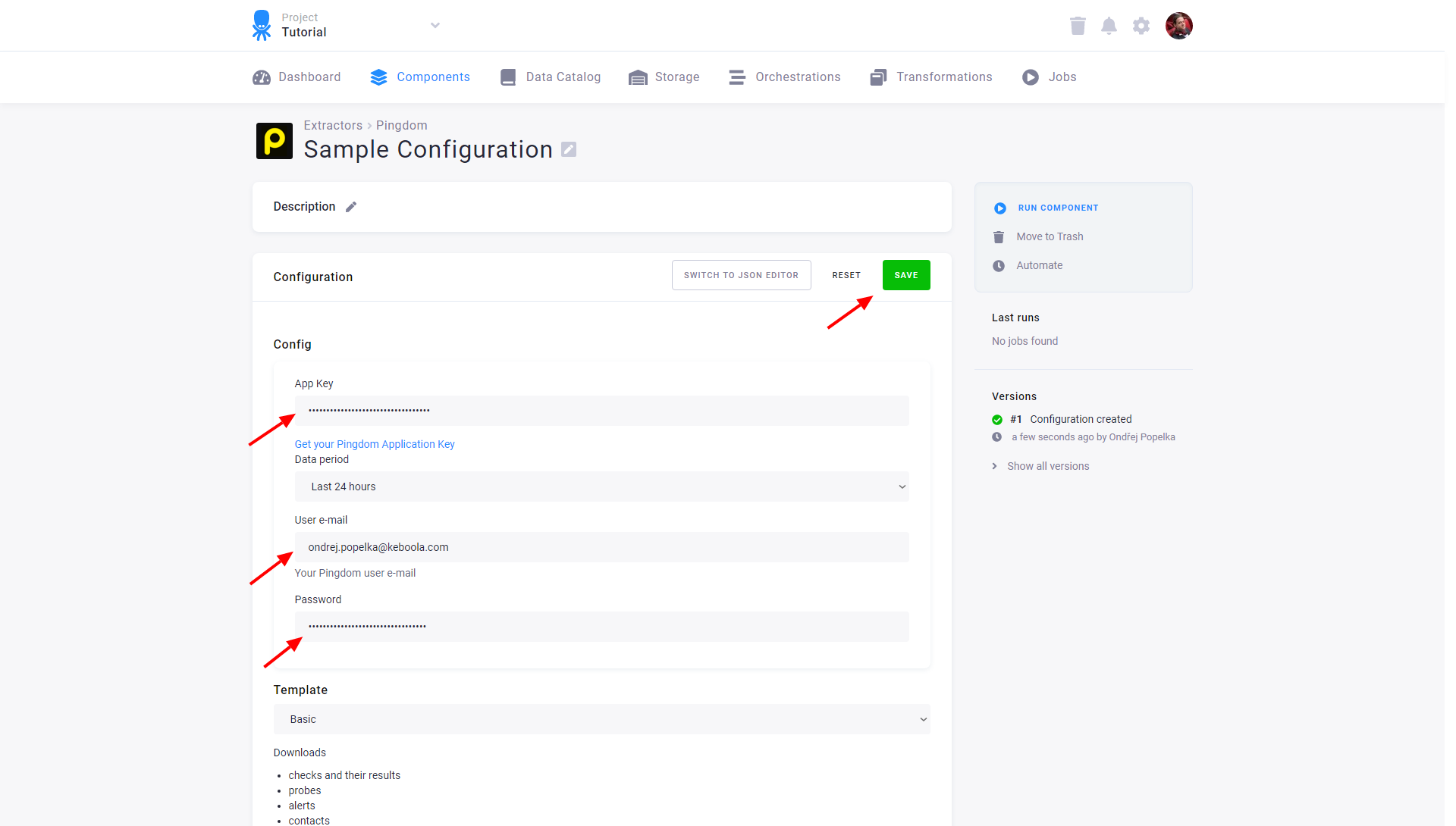 Screenshot - Pingdom Configuration