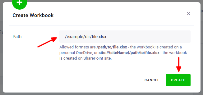 Screenshot - Create workbook popup