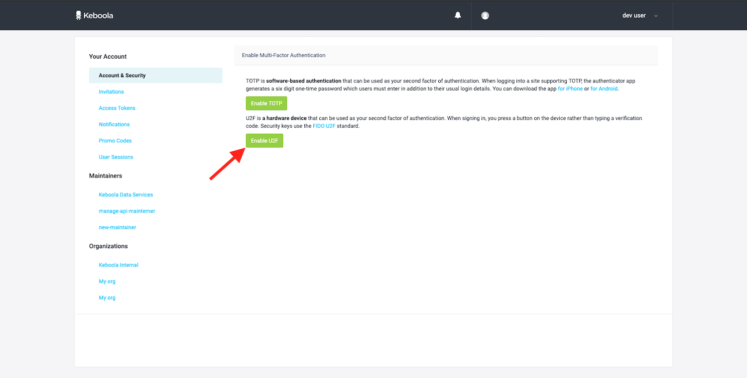 Screenshot -- Enable U2F -- Step 2
