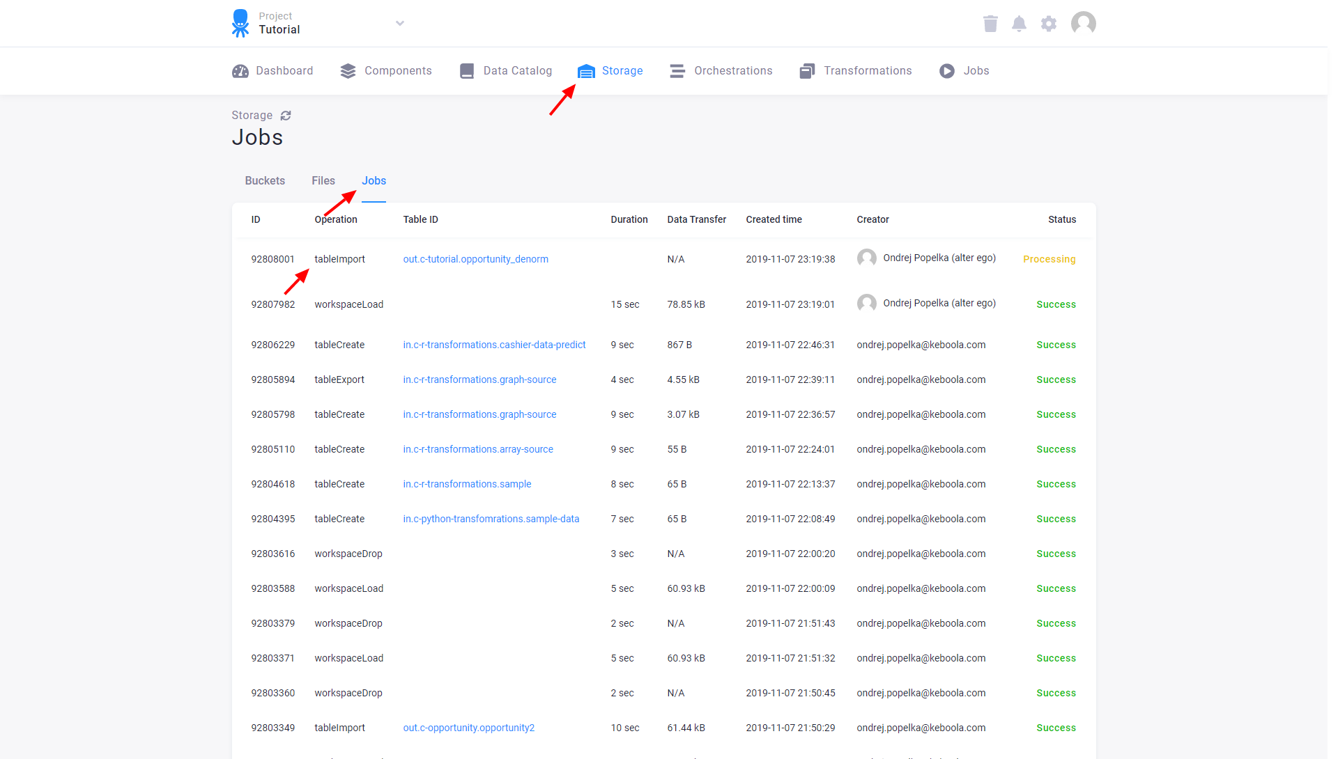 Screenshot - Storage Jobs